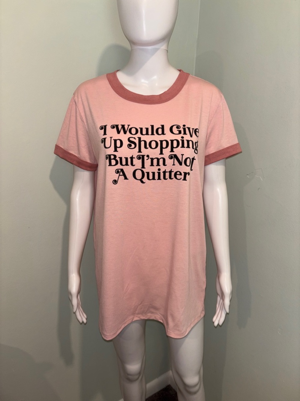 LulaRoe “Not a Quitter” Pink Short Sleeve T-Shirt - M